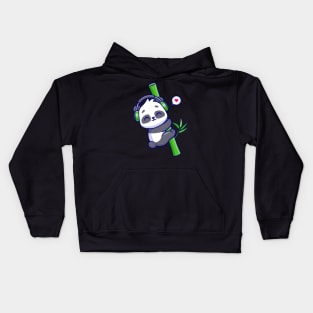 Cute Panda Hug Bamboo With Headphone Cartoon Kids Hoodie